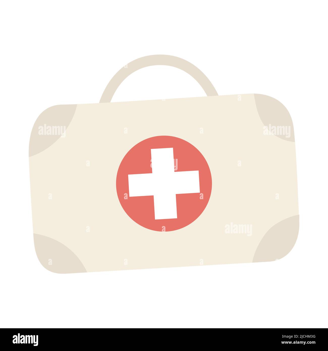 Medizinische Ausrüstung für Touristen. Ein tragbarer Koffer mit Medikamenten für Autos, Camping, Wandern, zu Hause. Flache Vektorgrafik isoliert auf weißem Hintergrund. Stock Vektor
