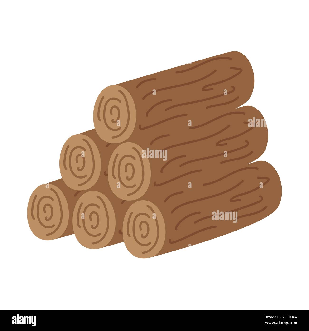 Ein Stapel Brennholz, ein Holzstapel für die Herstellung eines Feuers auf einer Wanderung, Camping, Picknick oder Roadtrip. Fällte Baumstämme. Flache Vektordarstellung isoliert auf einem Stock Vektor