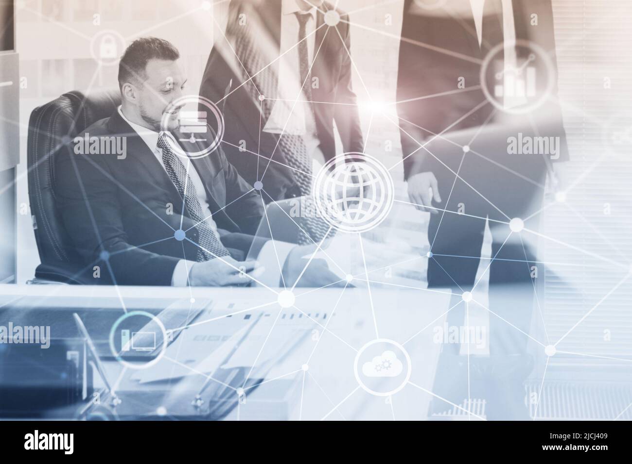 Kommunikation Menschen Geschäftskonzept. Willkommen in unserem Team Stockfoto