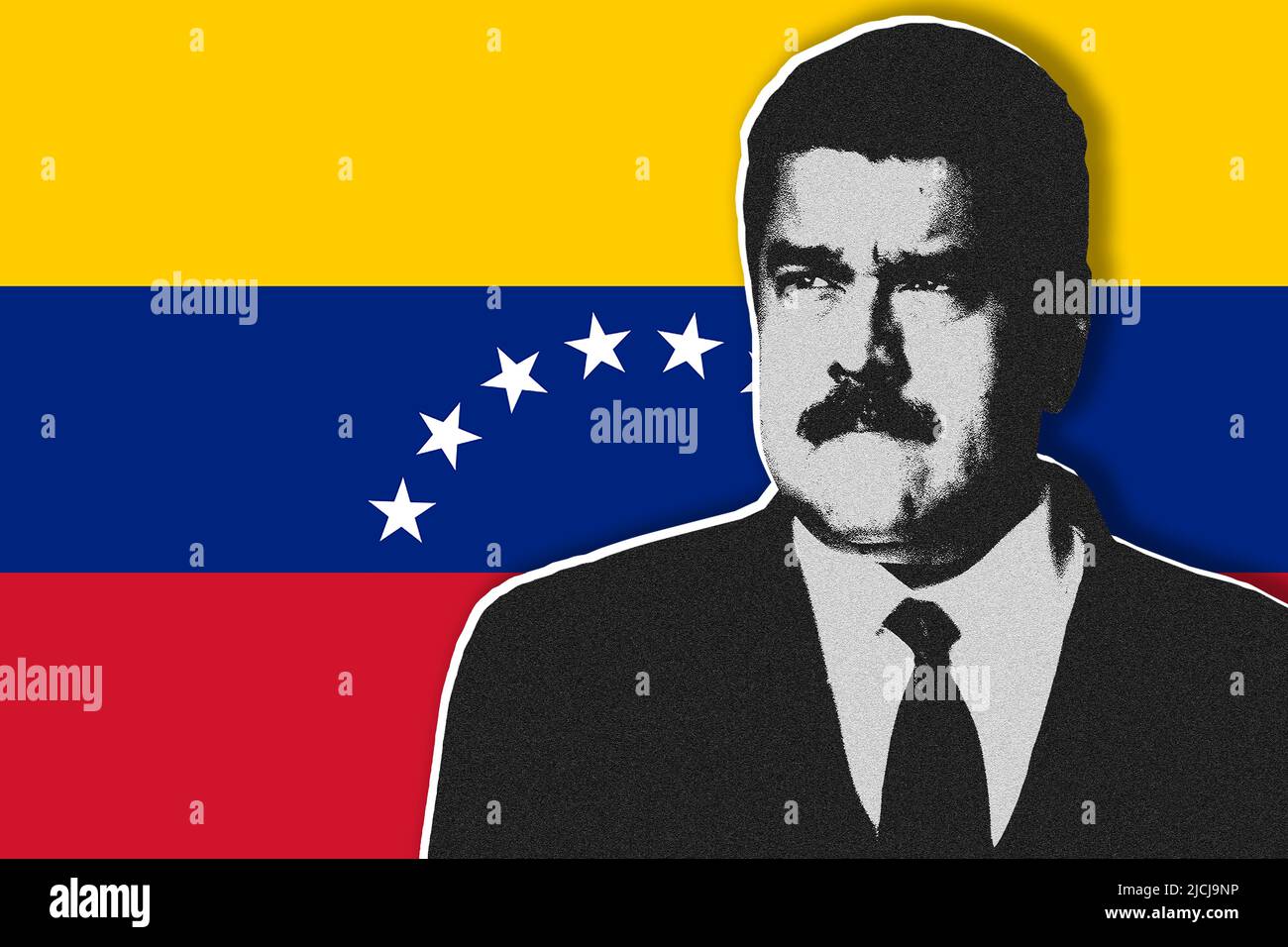 Nicolas Maduro und die Flagge Venezuelas Stockfoto