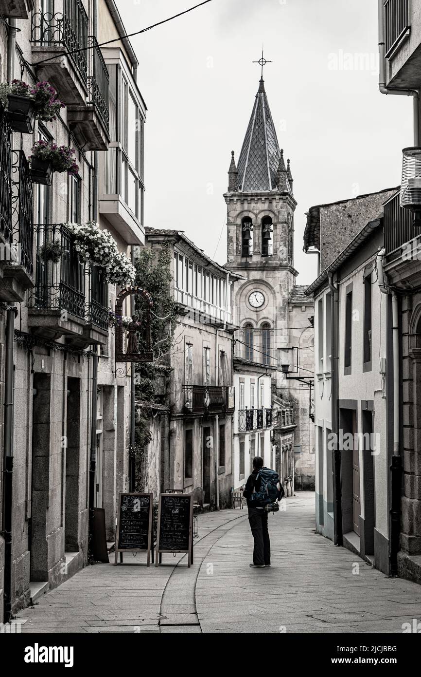 Spaziergang durch Sarria Galicia Spanien Stockfoto