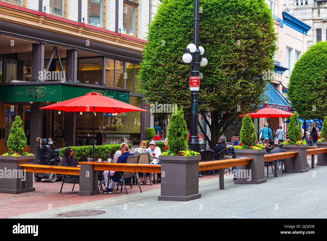 Straßenszene an der Government Street in Victoria, British Columbia, Kanada Stockfoto