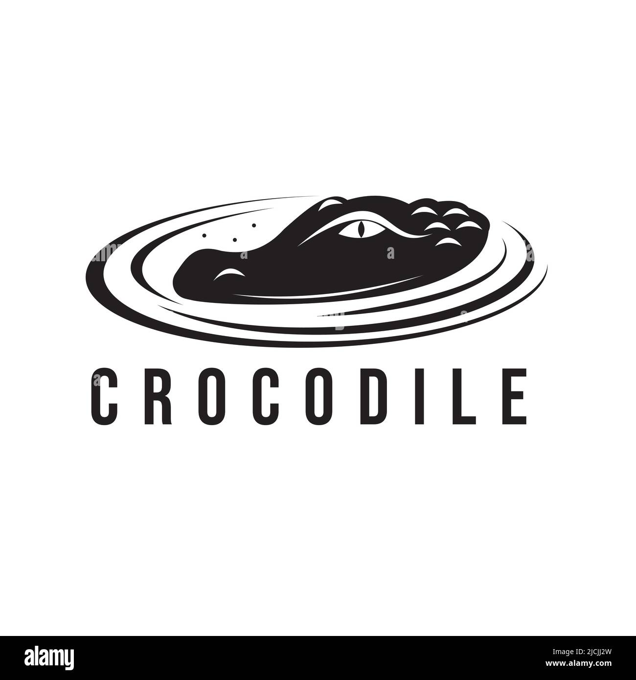 Krokodil Logo Illustration Design Pirsch Beute in ruhigem Wasser, Vorlage, Vektor-Symbol Stock Vektor