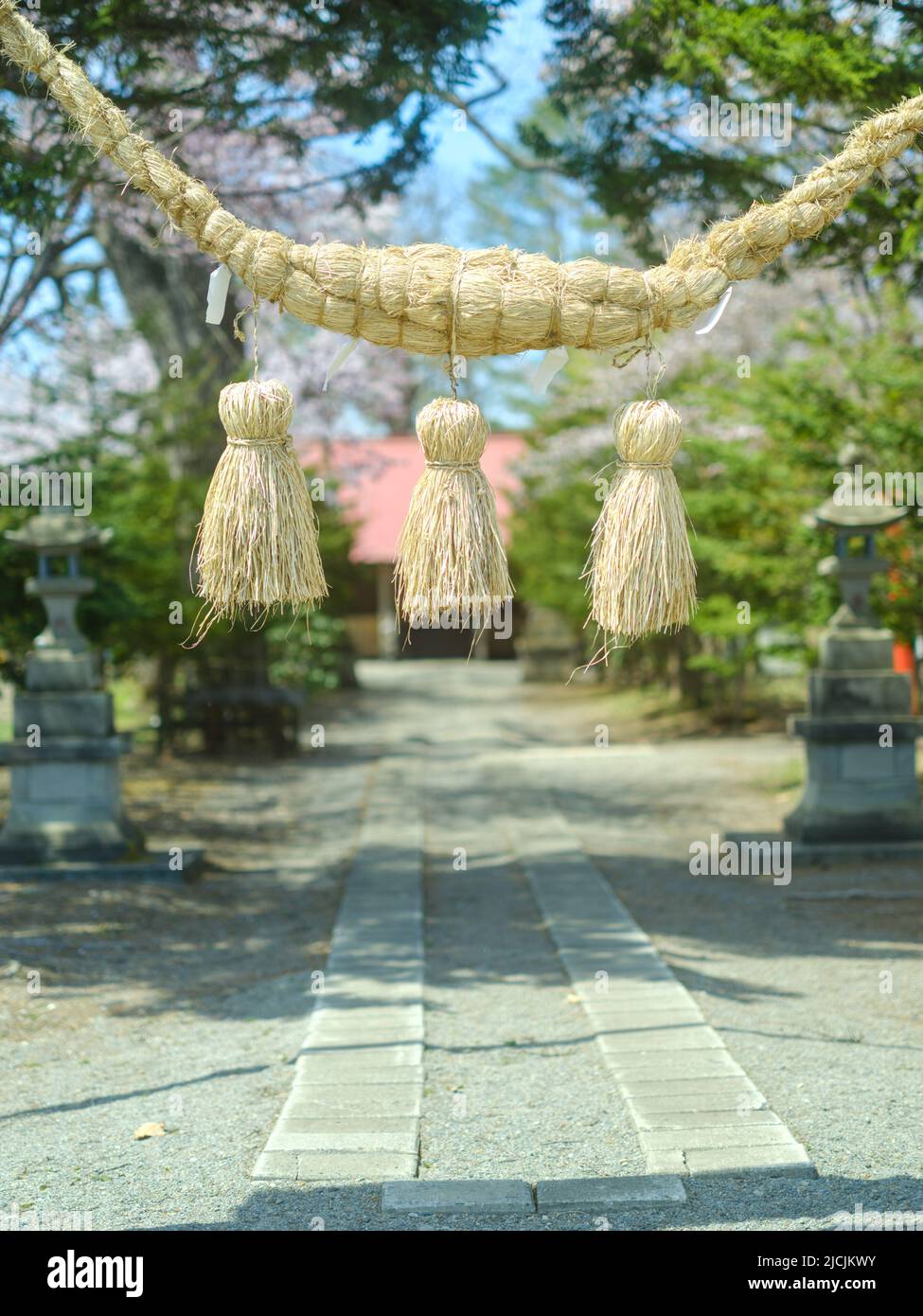 Shimenawa (Stroh Seile) Stockfoto