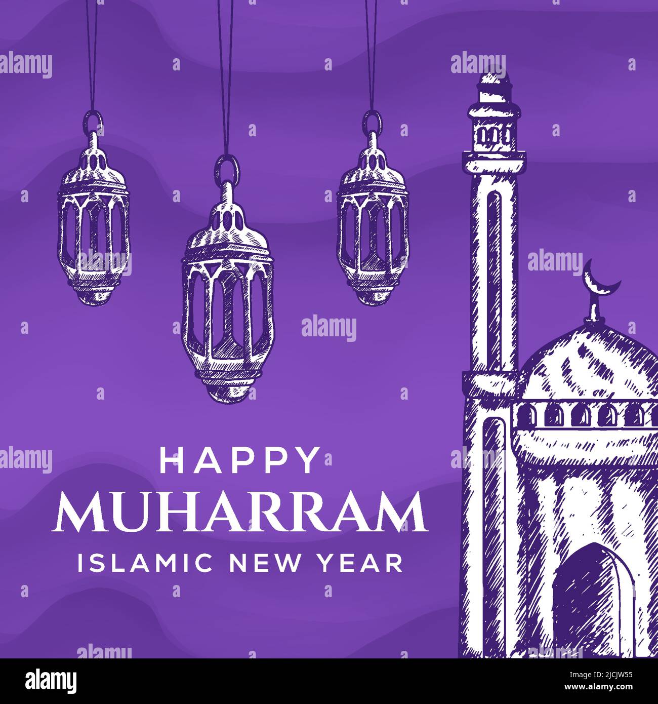 Handgezeichnet glückliches muharram islamisches neues Jahr Stock Vektor