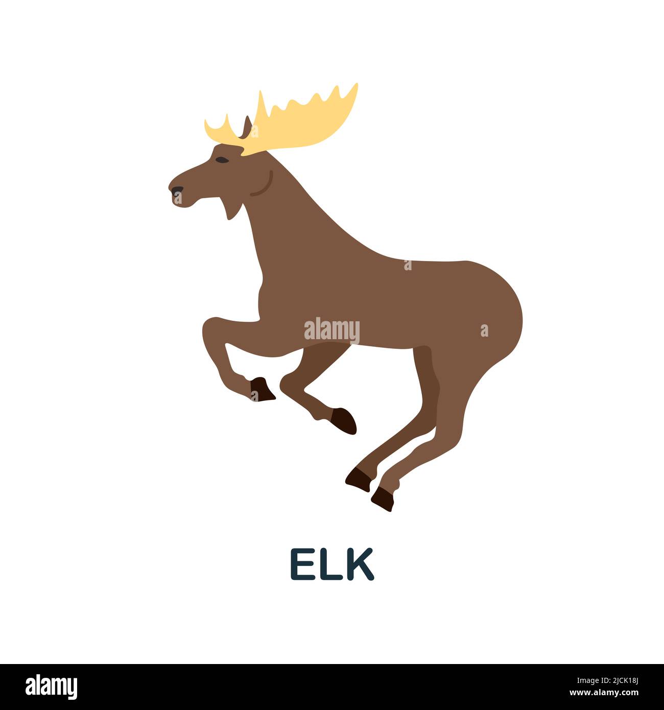 Symbol für flache Elche. Farbiger Elementschild aus der weihnachtskollektion. Flaches Elk-Icon-Zeichen für Webdesign, Infografiken und mehr. Stock Vektor