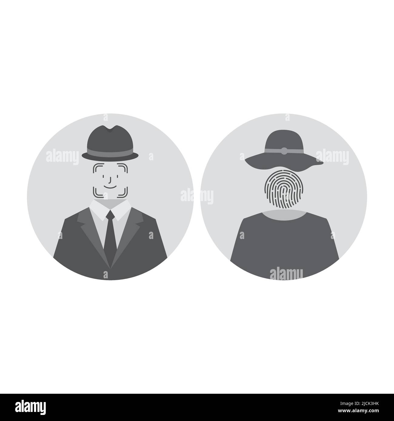 Anonyme graue Silhouetten von Mann und Frau Stock Vektor