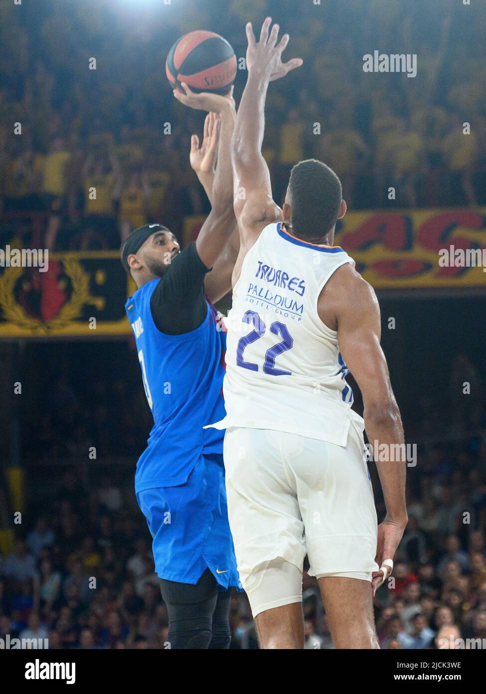 Barcelona, Spanien. 13/06/2022, Brandon Davies des FC Barcelona während der Liga Endesa Play Off finales Spiel zwischen dem FC Barcelona und Real Madrid im Palau Blaugrana in Barcelona, Spanien. Stockfoto