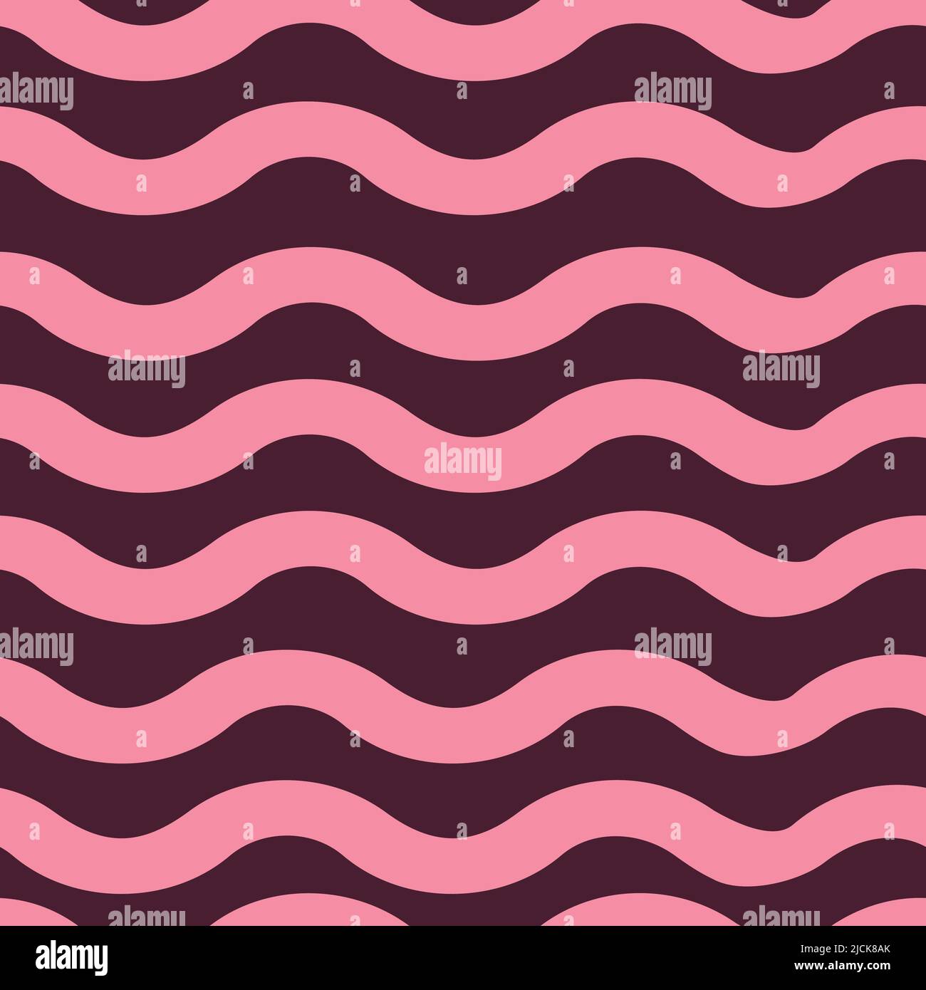 Nahtloses Vektormuster mit rosa und violetten Linien. Einfacher gewellter Pinselstrich-Hintergrund. Girly dekoratives Tapetendesign. Gestreifte Mode-Textilien. Stock Vektor