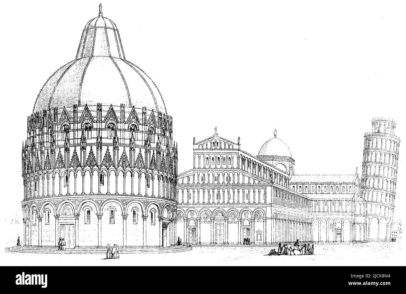 Kathedrale von Pisa, Italien, Baptistery und Schiefer Turm, , (Bilderbuch, ), Dom zu Pisa, Italien, Baptisterium und Schiefer Turm, Dôme de Pise, Italie, Baptistère et Tour d'ardoise Stockfoto