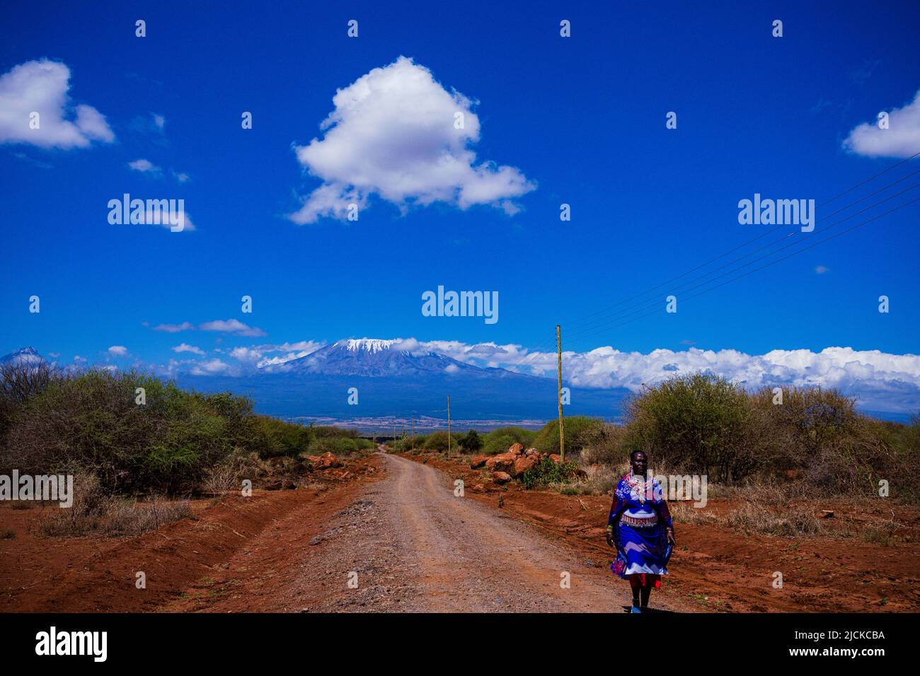 Der schlafende Vulkan Kilimandscharo in der Vereinigten Republik Tansania, Kibo Mawenzi Shira, die höchsten Gipfel Stockfoto