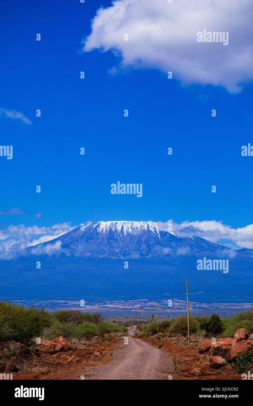 Der schlafende Vulkan Kilimandscharo in der Vereinigten Republik Tansania, Kibo Mawenzi Shira, die höchsten Gipfel Stockfoto