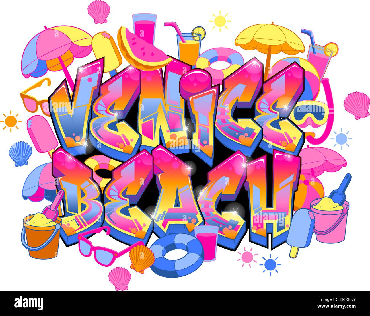 Urban Street Art Tagging Design Im Graffiti-Stil - Venice Beach Stock Vektor