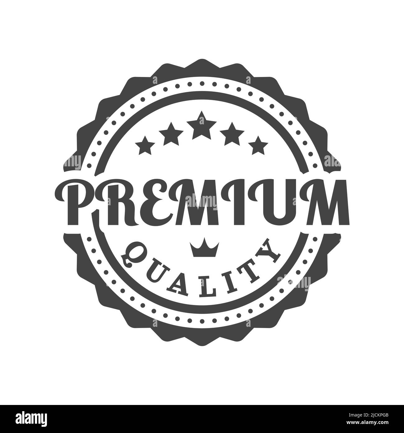 Premium-Qualitätslabel mit Sternen und Krone. Schwarzer Vektoraufkleber, Stempel oder Abzeichen. Stock Vektor