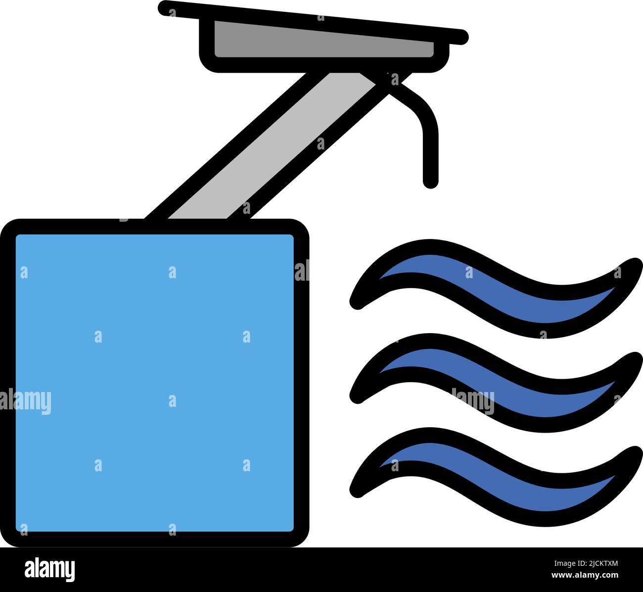 Ikone Des Tauchstandes. Editierbare Fett Formatigte Kontur Mit Farbfüllungsdesign. Vektorgrafik. Stock Vektor