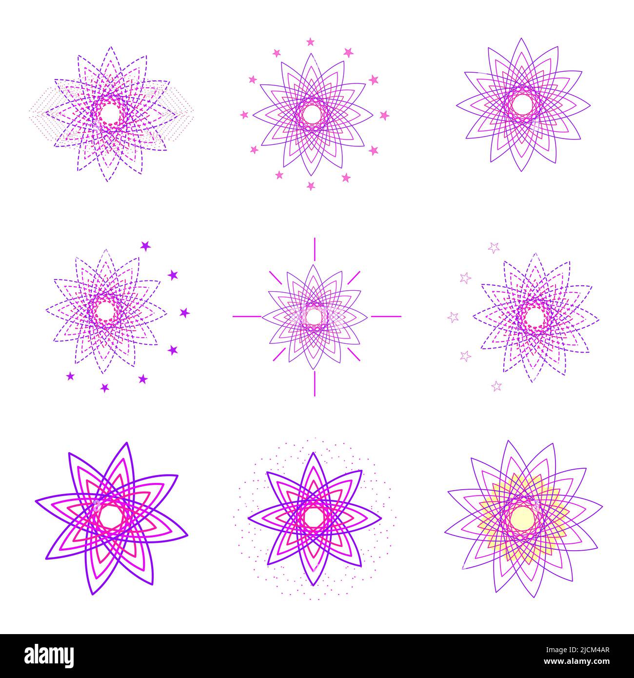 Sammlung von Stern Blume Burst Schneeflocke Dekoration abstrakten Hintergrund Tapete Vorlage Vektor Illustration Stock Vektor