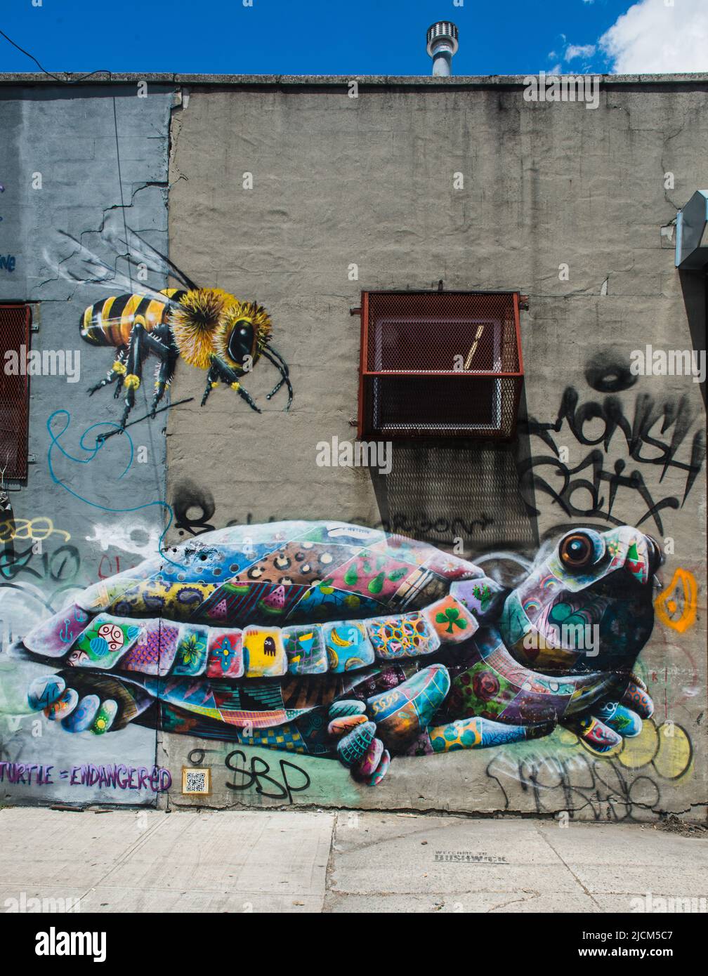 Graffiti-Wandgemälde in Bushwick, Brooklyn, New York City Stockfoto