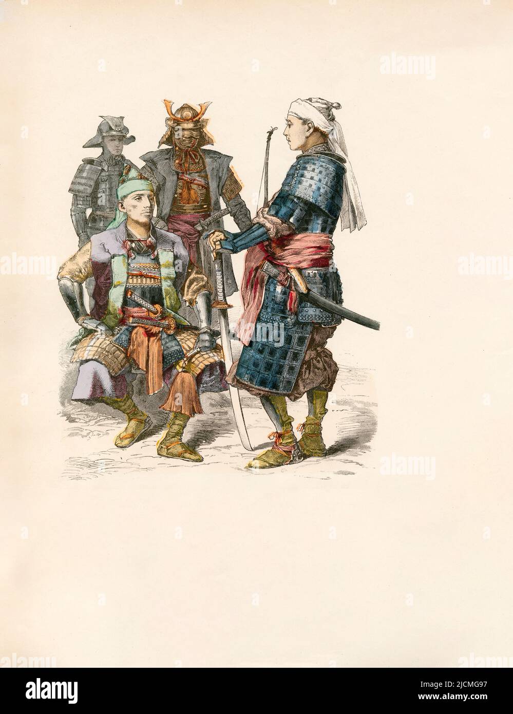 Soldiers, Japan, Ende 19.. Jahrhundert, Illustration, die Geschichte des Kostüms, Braun & Schneider, München, Deutschland, 1861-1880 Stockfoto