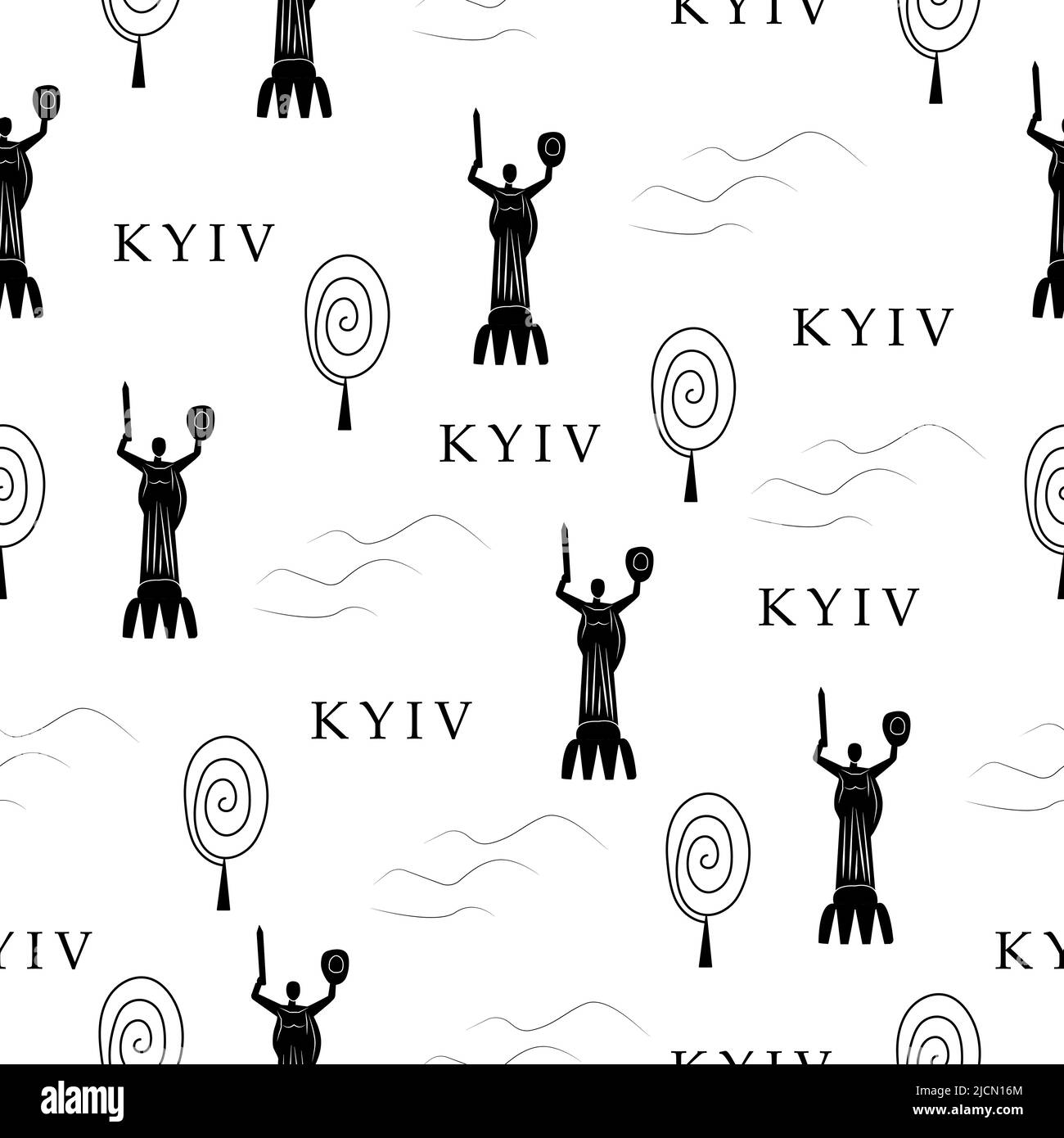 Kiew, schwarz-weiß nahtloses Muster Stock Vektor