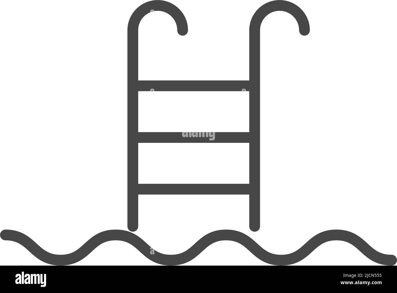 Symbol der Schwimmbadleiter mit Vektorwasserwelle Stock Vektor