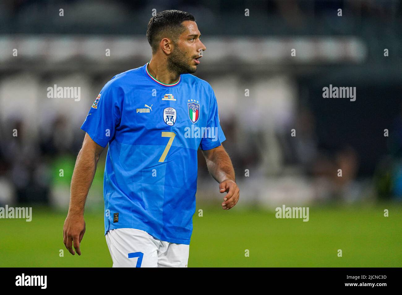 Mönchengladbach, DEUTSCHLAND - 14. JUNI: Gianluca Caprari aus Italien beim Spiel der UEFA Nations League zwischen Deutschland und Italien im Borussia-Park am 14. Juni 2022 in Mönchengladbach (Foto: Joris Verwijst/Orange Picches) Stockfoto