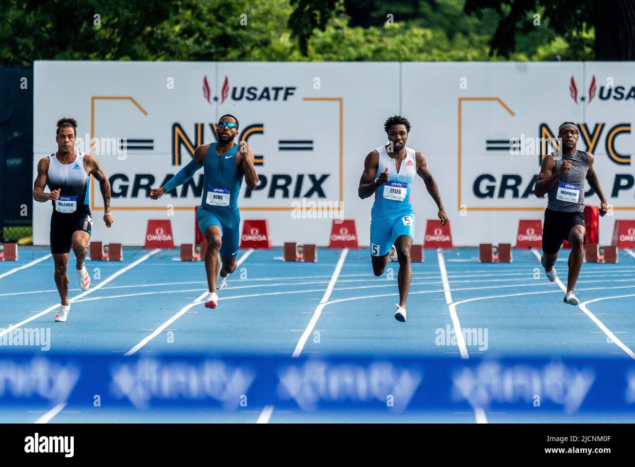 Noah Lyles (USA) gewinnt die Herren 200m beim Grand Prix von NYC 2022. Stockfoto