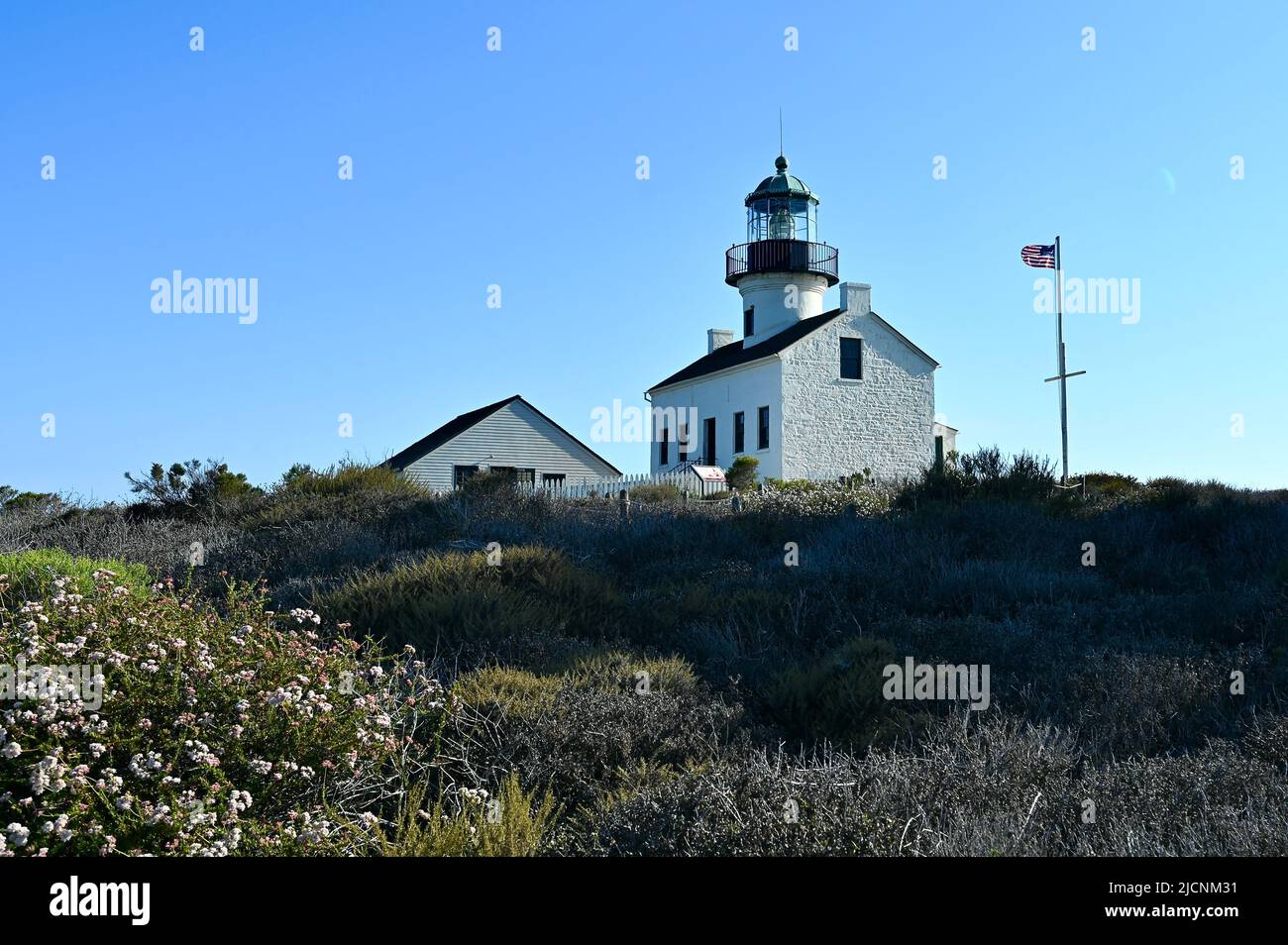 Old Point Loma Lighthouse - der erste Leuchtturm in San Diego Stockfoto