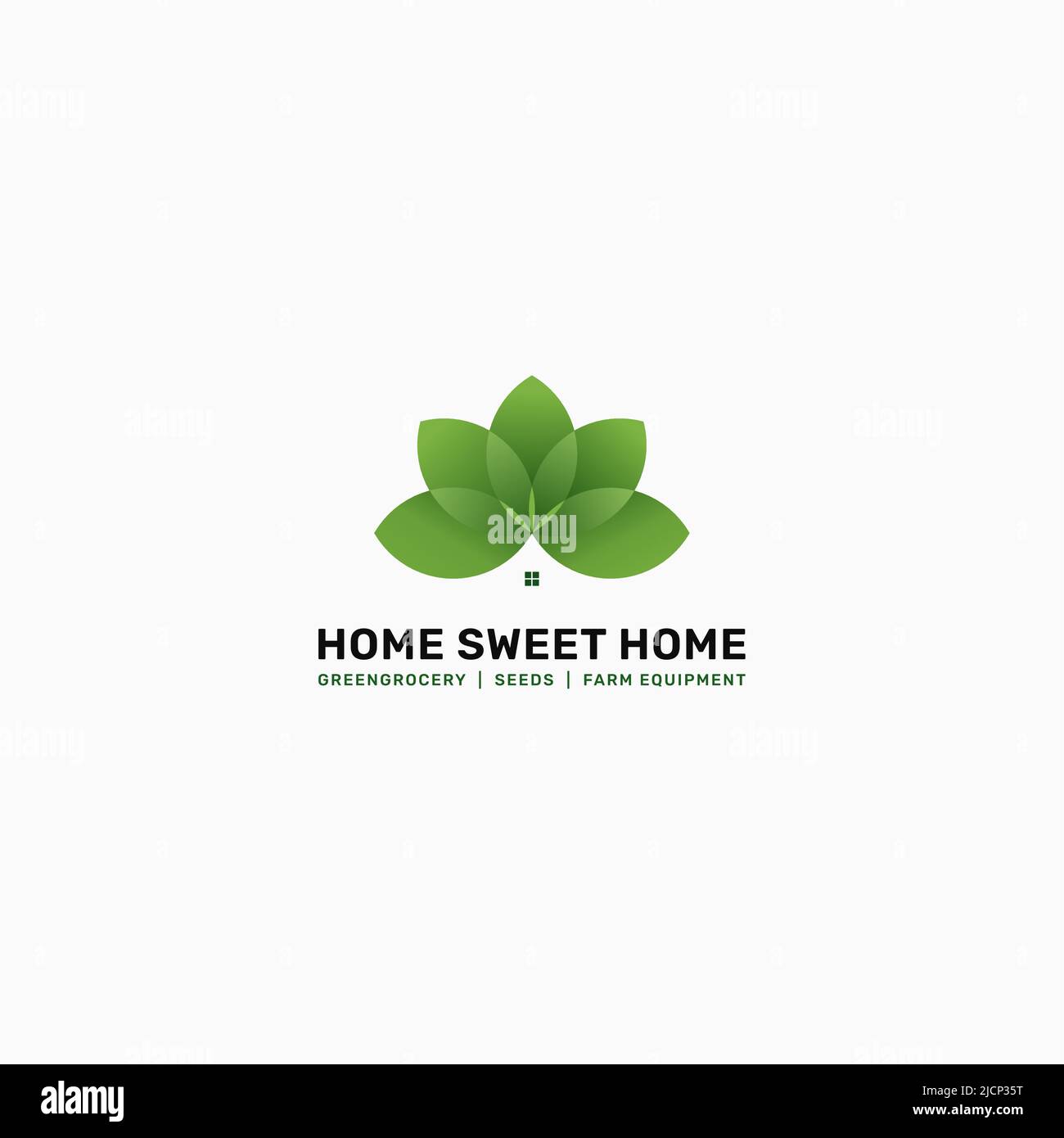 Heim- und Blumenlogo. Home Sweet Home. Vektorlogo. Stock Vektor