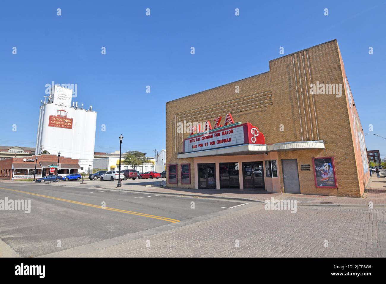 Historische Innenstadt Von Carrollton Texas: Old Plaza Movie Theatre Stockfoto