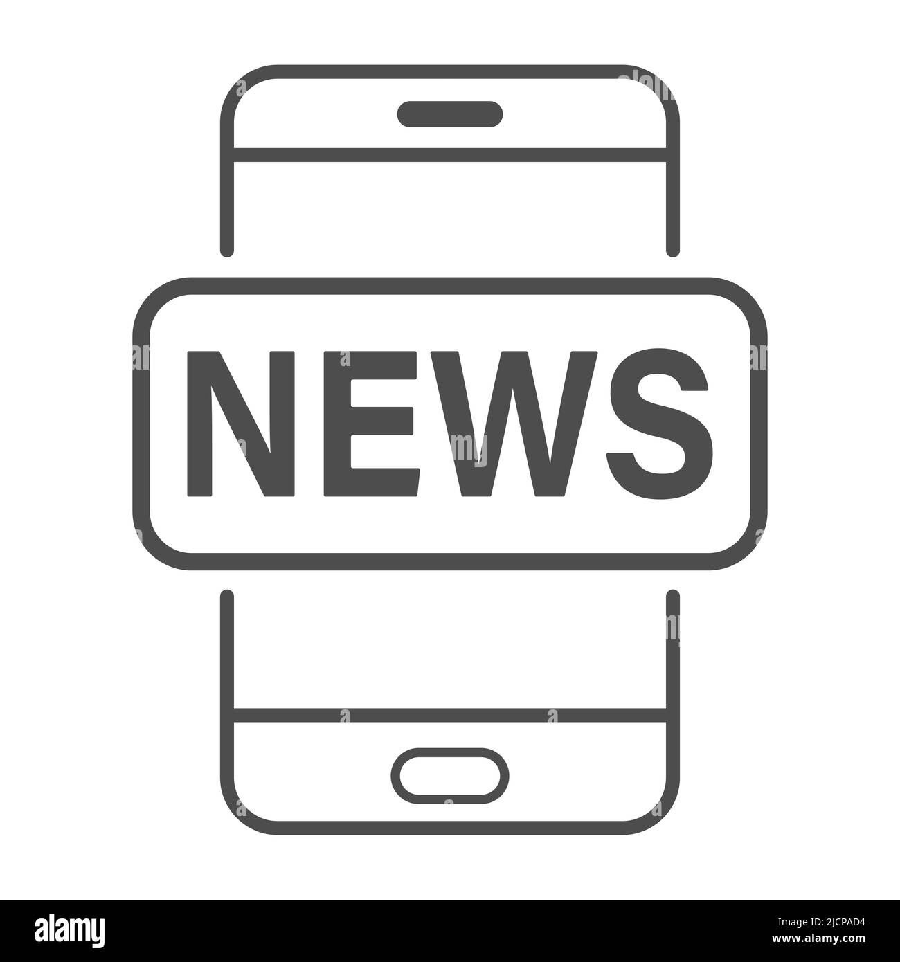 nachrichten-Symbol auf dem Smartphone. Eine leere lineare Kontur-Silhouette für Websites und Anwendungen. Flacher Style Stock Vektor