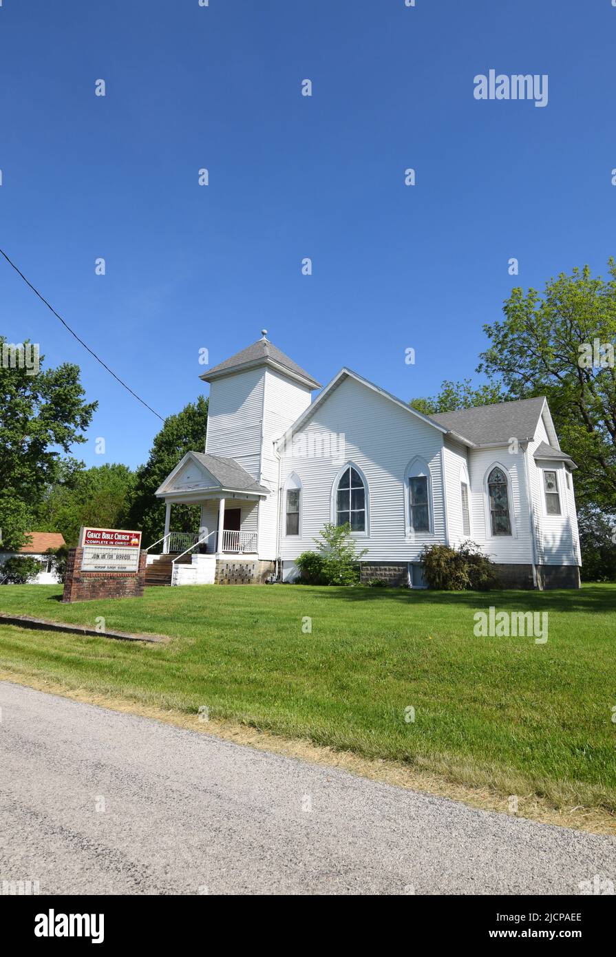 Die Grace Bible Church im Zentrum von Illinois (zwischen La Place und Long Creek am Highway 36) Stockfoto