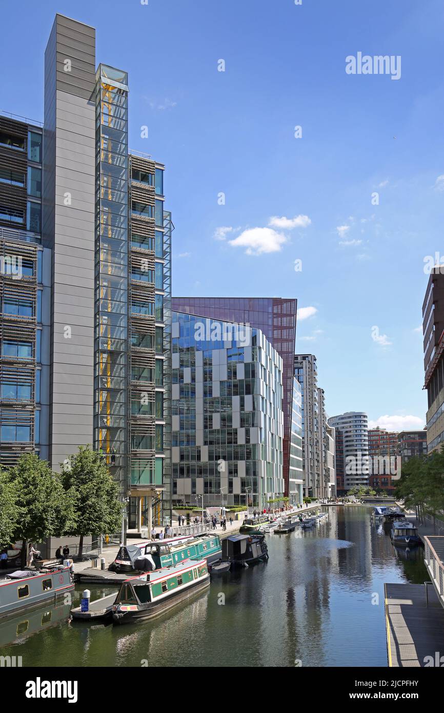 Das neue Merchant Square-Baugebiet am Grand Union Canal Basin, Paddington, London, Großbritannien Stockfoto