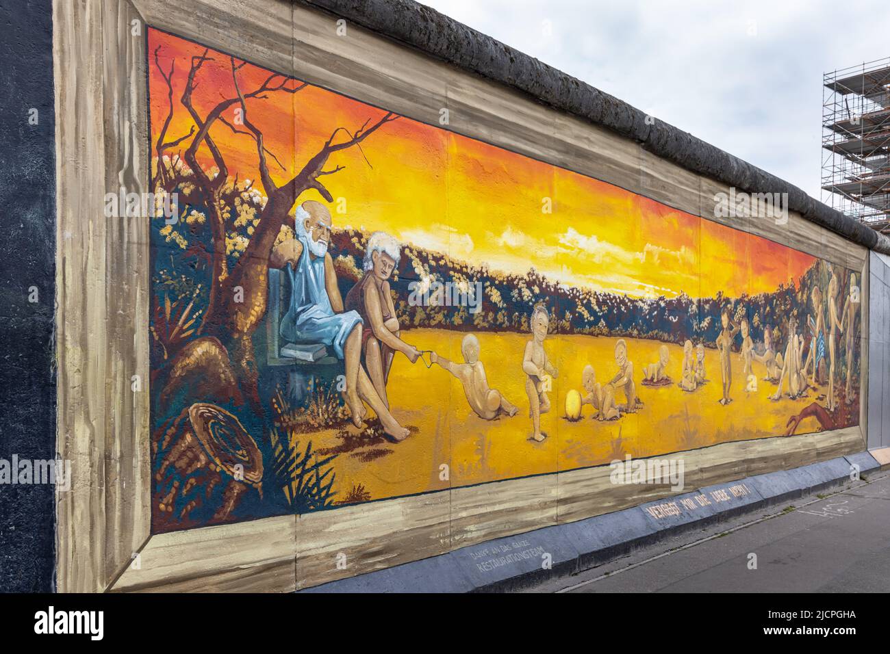 The Berlin East Side Gallery, Street Art und Wandbilder an der Berliner Mauer, Berlin, Deutschland, Europa Stockfoto