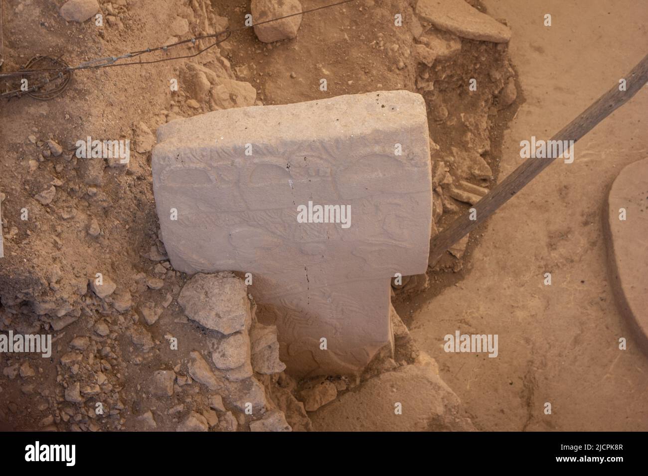 Skorpion und Vogelfiguren in Gobeklitepe Stockfoto