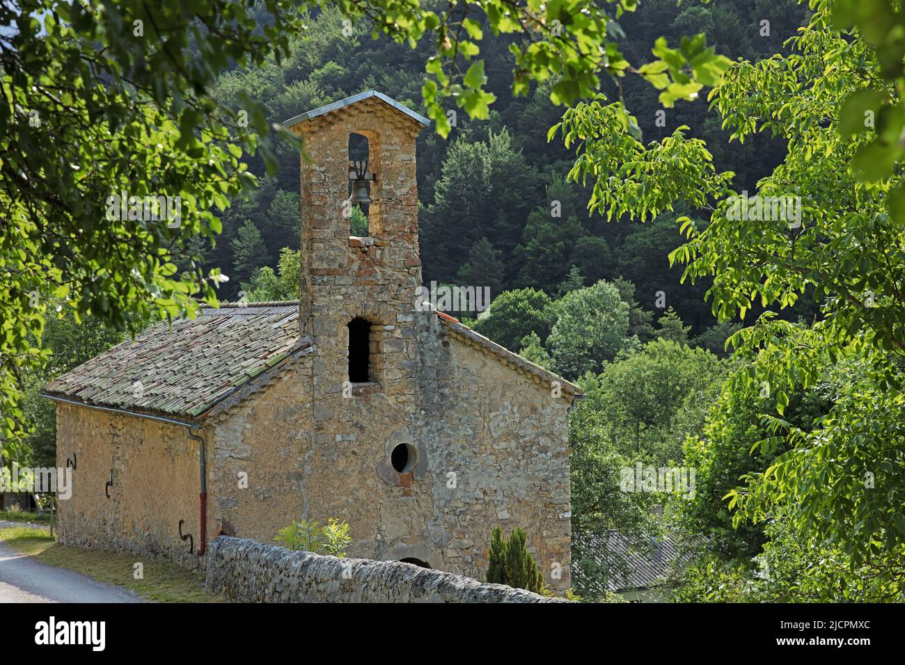 Frankreich, Drome Glandage, die Kapelle von Borne, Glockenturm Wand Stockfoto