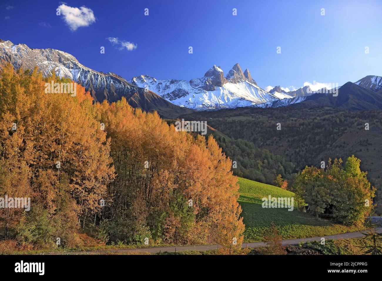 Frankreich, Savoie Saint-Jean-d'Arves, Aiguilles d'Arves Landschaft von Albiez-Montrond Stockfoto