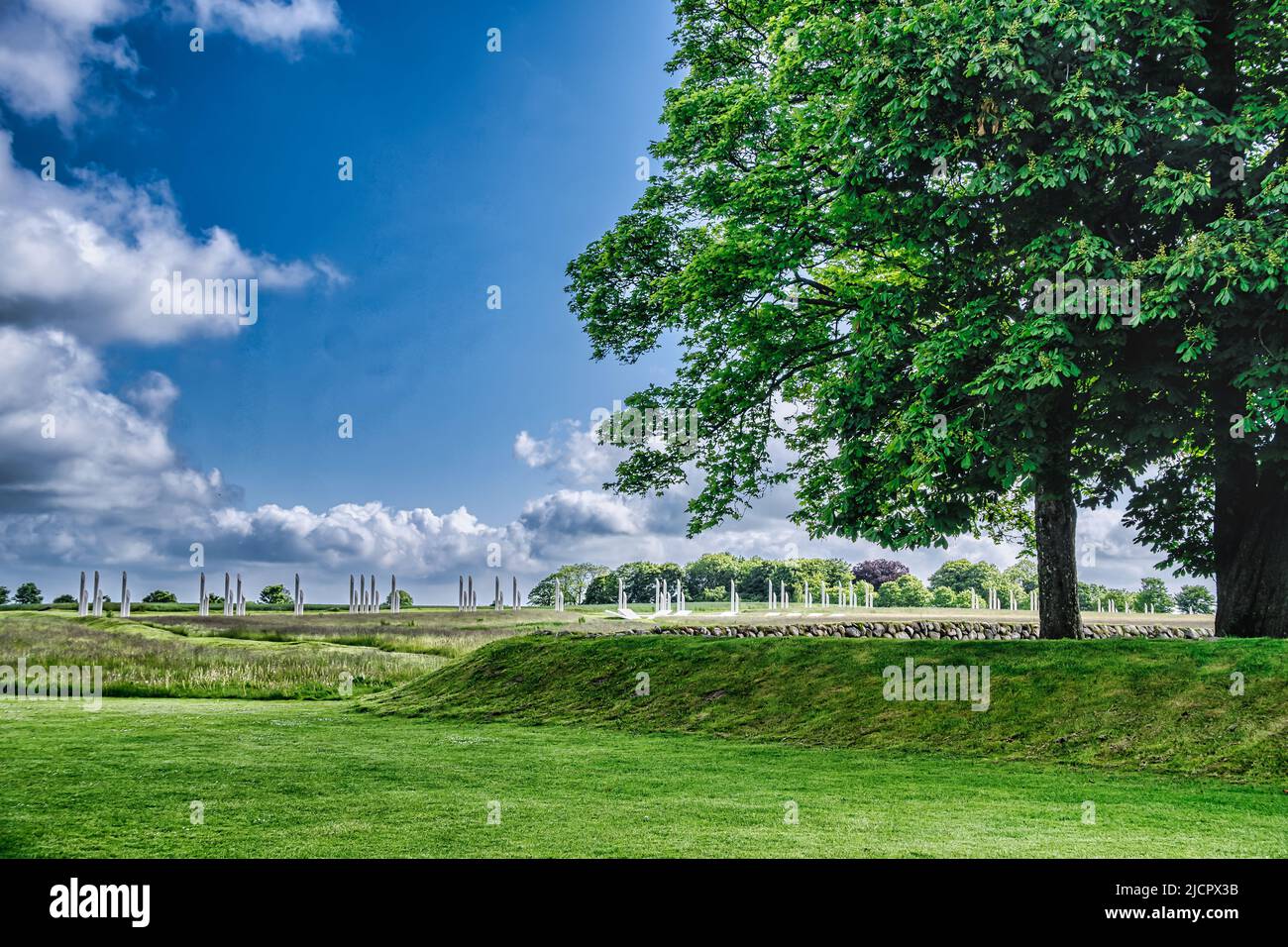 Dänisches nationales Steinkreisdenkmal in Jelling Dänemark Stockfoto