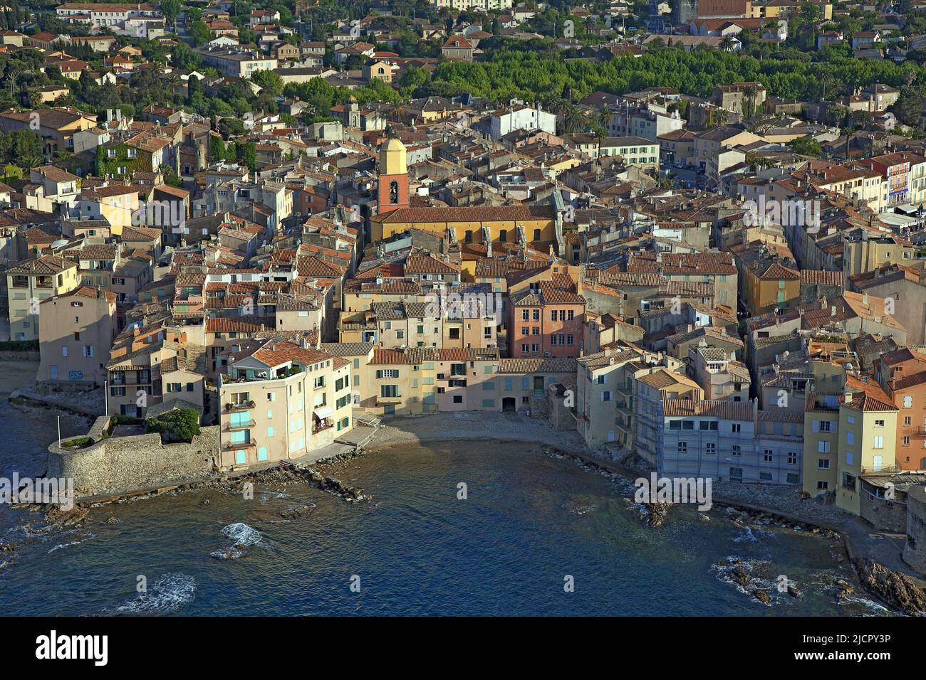 Frankreich, Var, Saint Tropez, Touristenhafen (Marina) der Côte d'Azur, Luftaufnahmen Stockfoto
