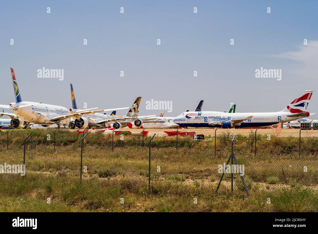 Die Flugzeuge wurden am Teruel Storage Airport, Teruel, Aragon, Spanien, gelagert Stockfoto