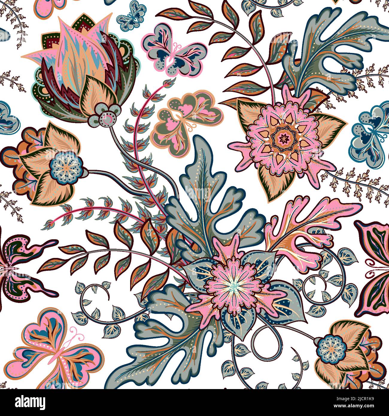 Nahtlose Muster mit Fantasie-Blumen, natürliche Tapete, Blumenschmuck Curl Illustration. Paisley Print hand gezeichneten Elemente. Wohnkultur. Stock Vektor