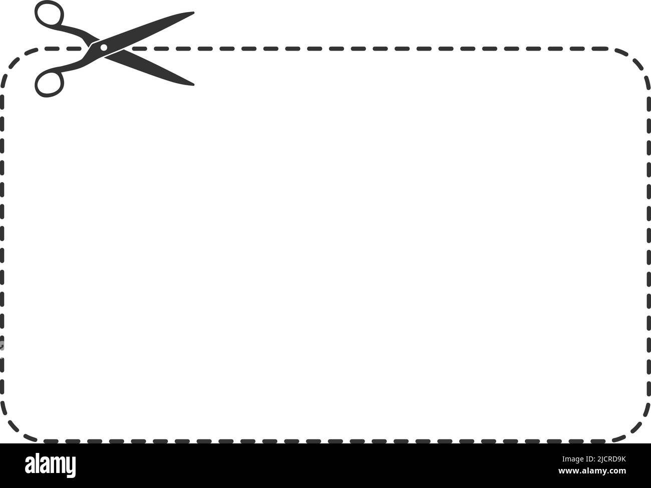 Gestrichelte Linie mit Schere ausschneiden, Coupon Rand Vorlage Vektor-Illustration Stock Vektor