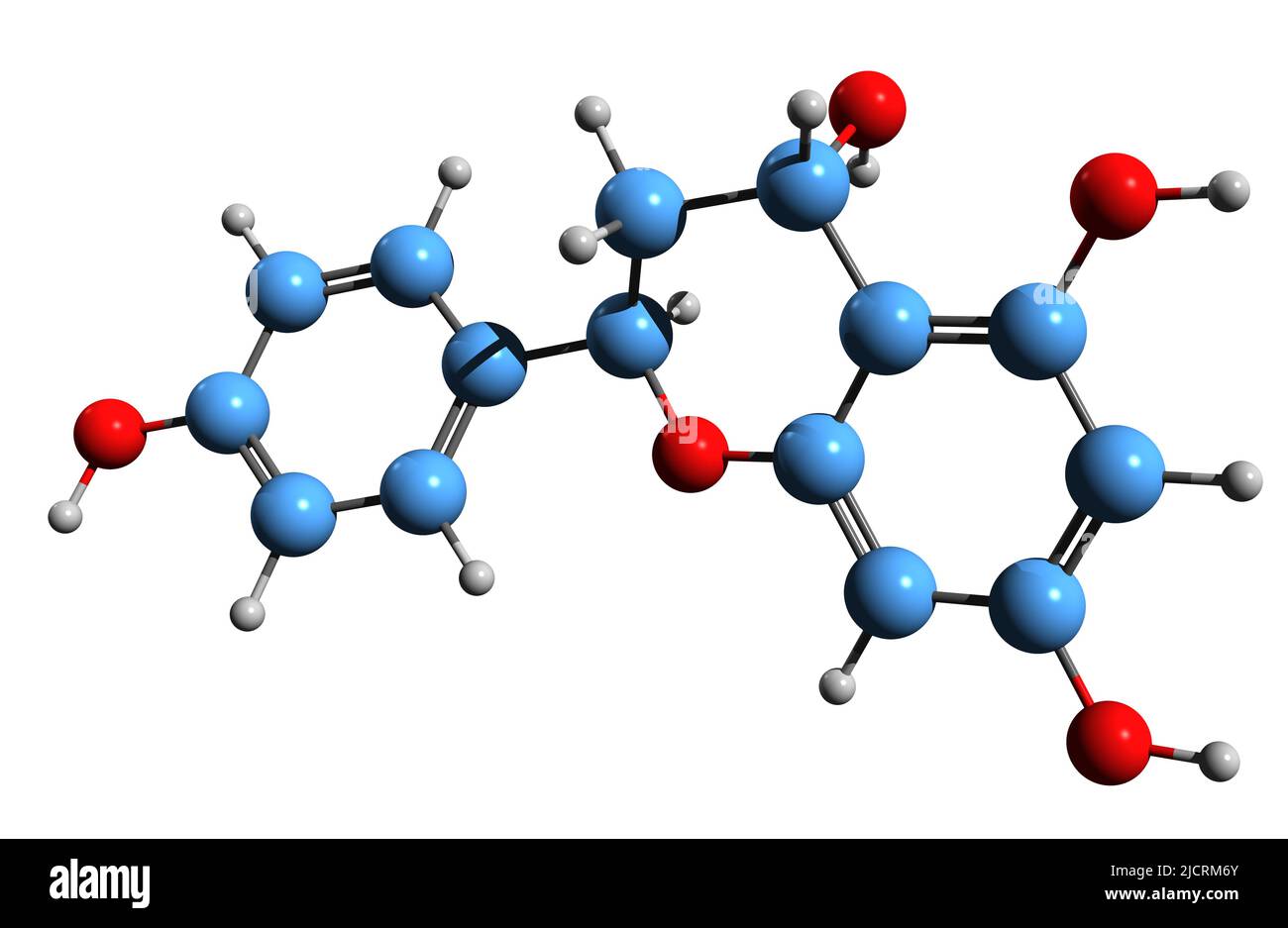3D Bild der Apiforol-Skelettformel - molekularchemische Struktur des Flavonoids auf weißem Hintergrund isoliert Stockfoto