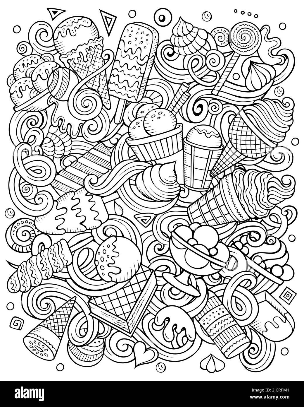 Eis handgezeichnete Raster-Kritzeleien Illustration. Stockfoto