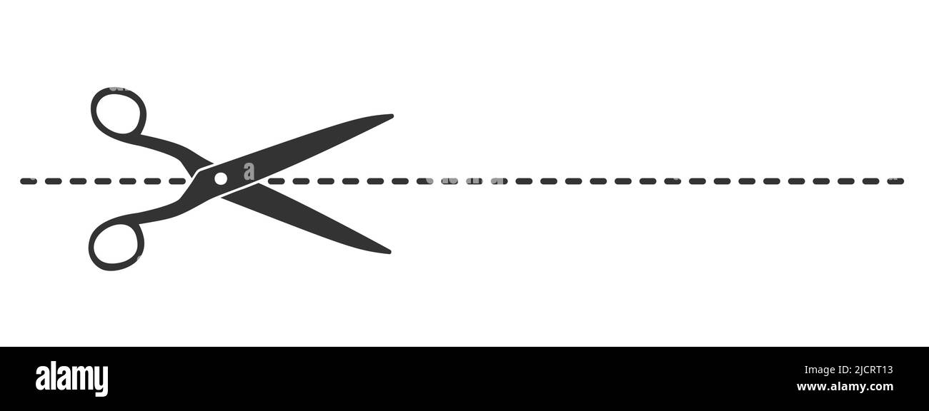 Symbol für Schere und gestrichelte Perforationslinie, Vektorgrafik Stock Vektor