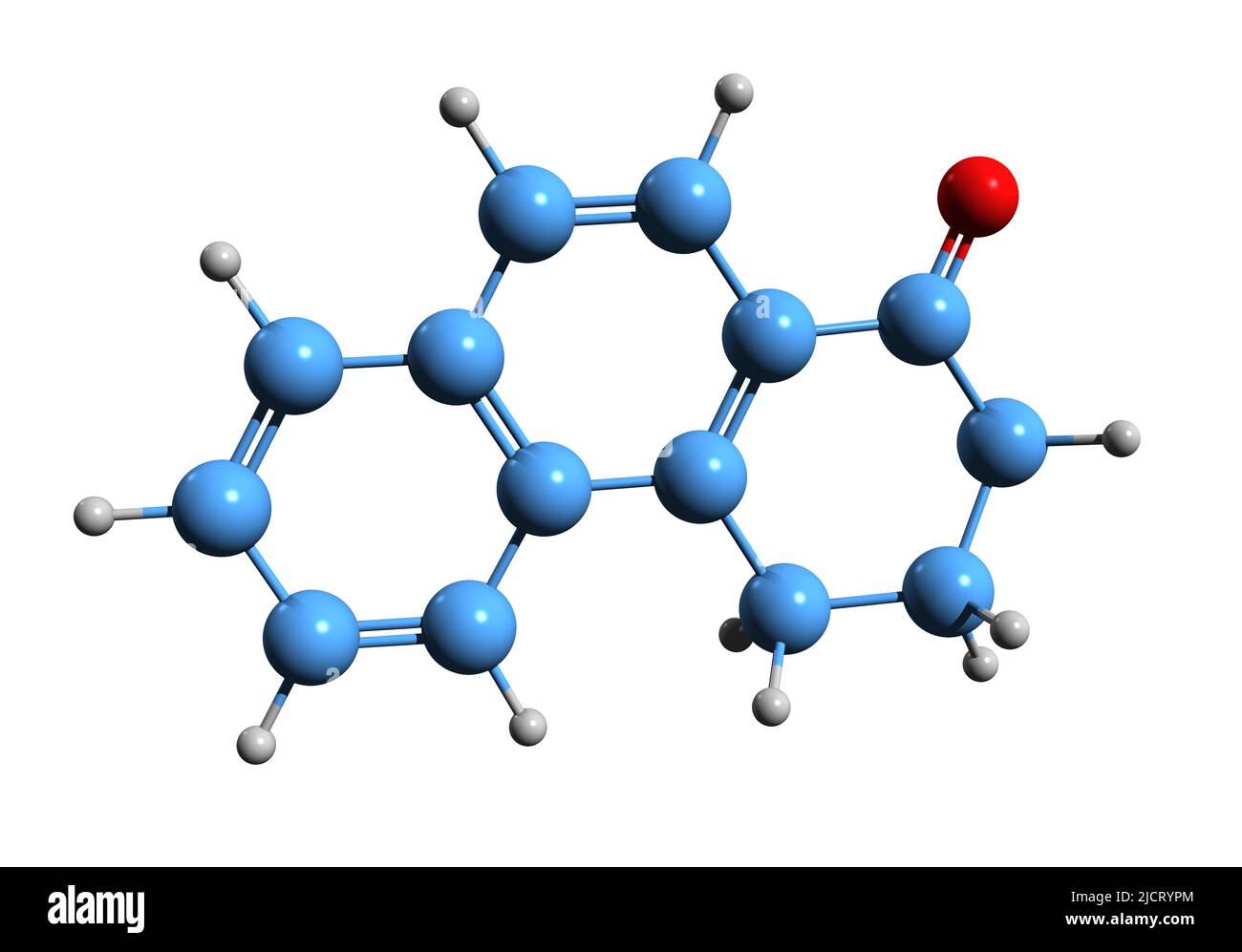 3D Aufnahme der Skelettformel 1-Keto-1 2 3 4-Tetrahydrophenanthren - molekularchemische Struktur von THP-1 isoliert auf weißem Hintergrund Stockfoto