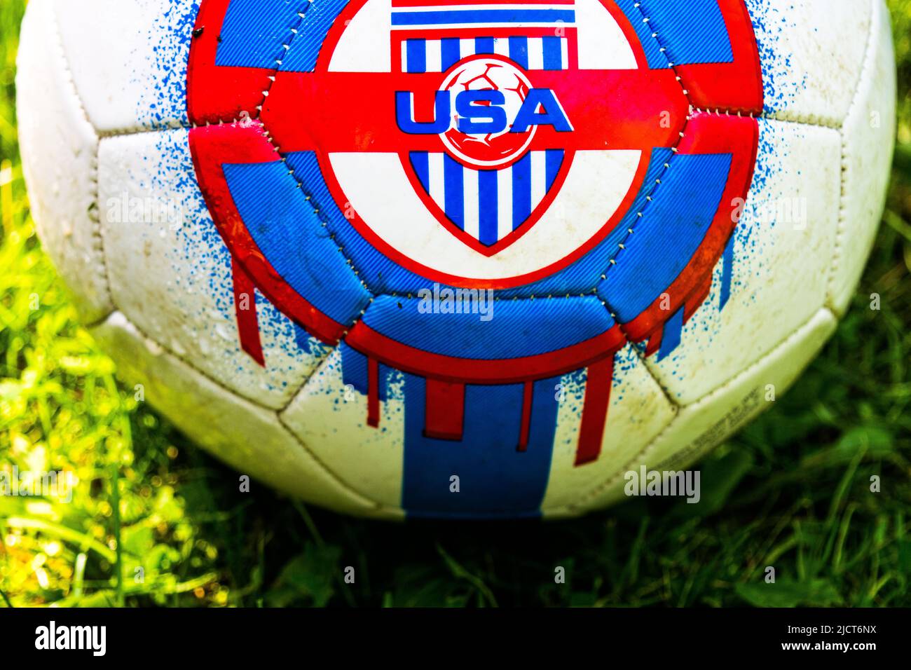 USA Soccer Ball Close-Up Stockfoto