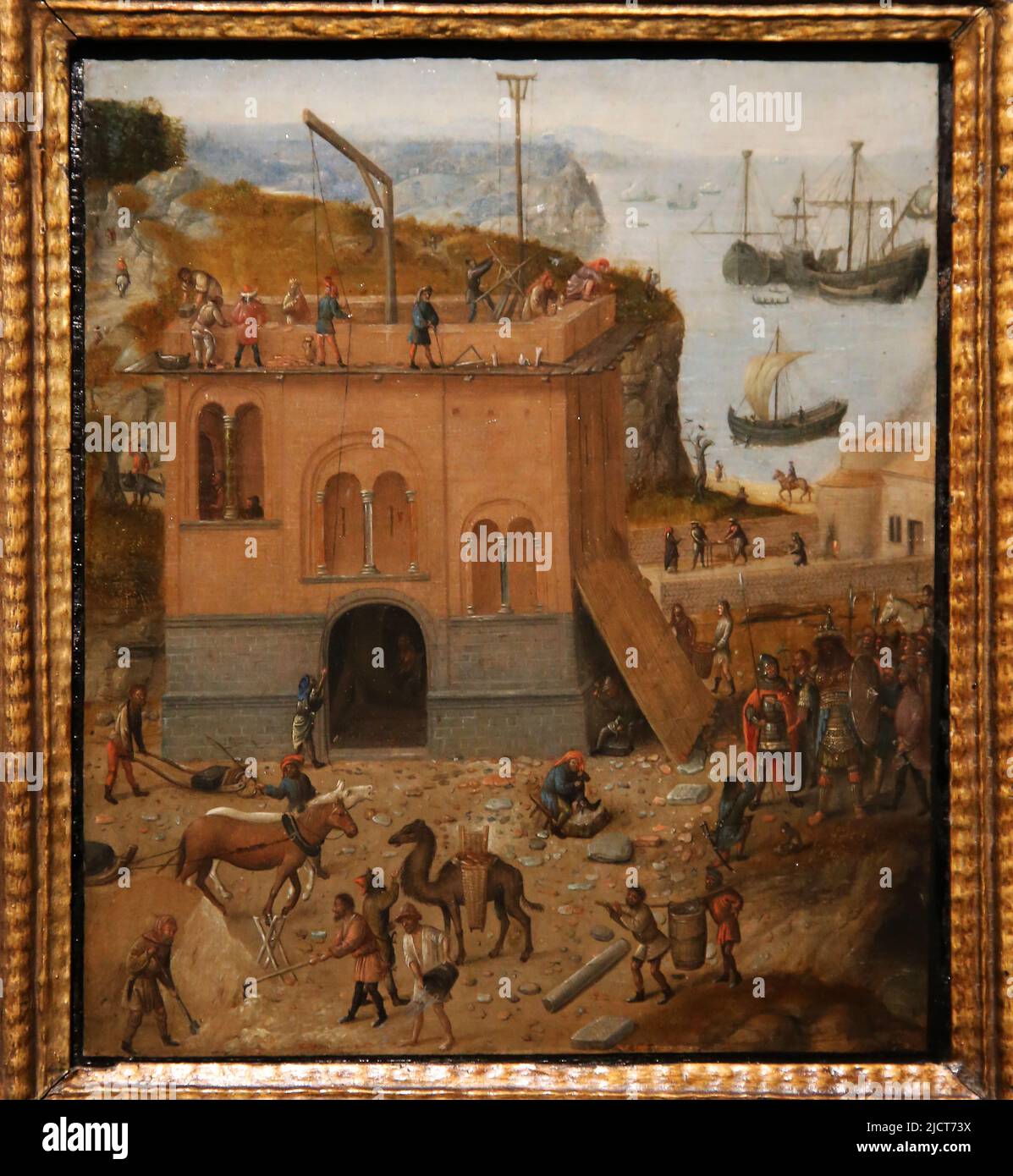 Der Turm zu Babel. Brugues ?, c. 1490. Öl auf Platte. Rijksmuseum. Amsterdam. Niederlande. Stockfoto