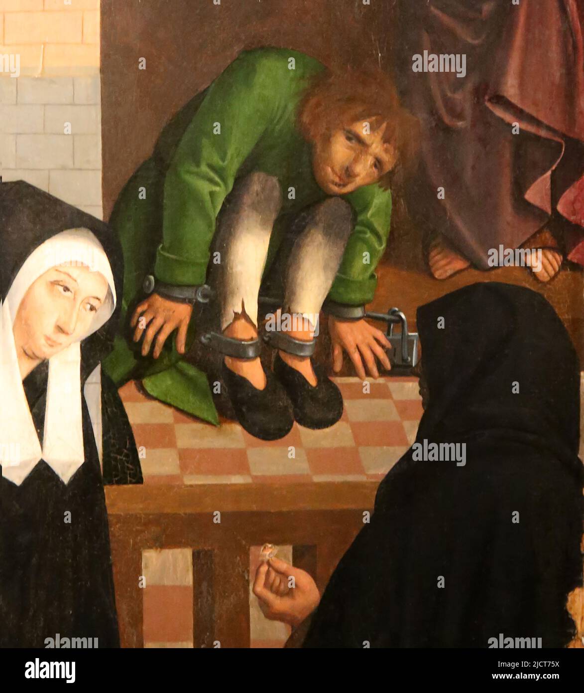 Die sieben Werke der Barmherzigkeit. Meister von Alkmaa, 1504. Öl auf der Platte. Detail eines der Paneele. Rijksmuseum. Amsterdam. Niederlande. Stockfoto