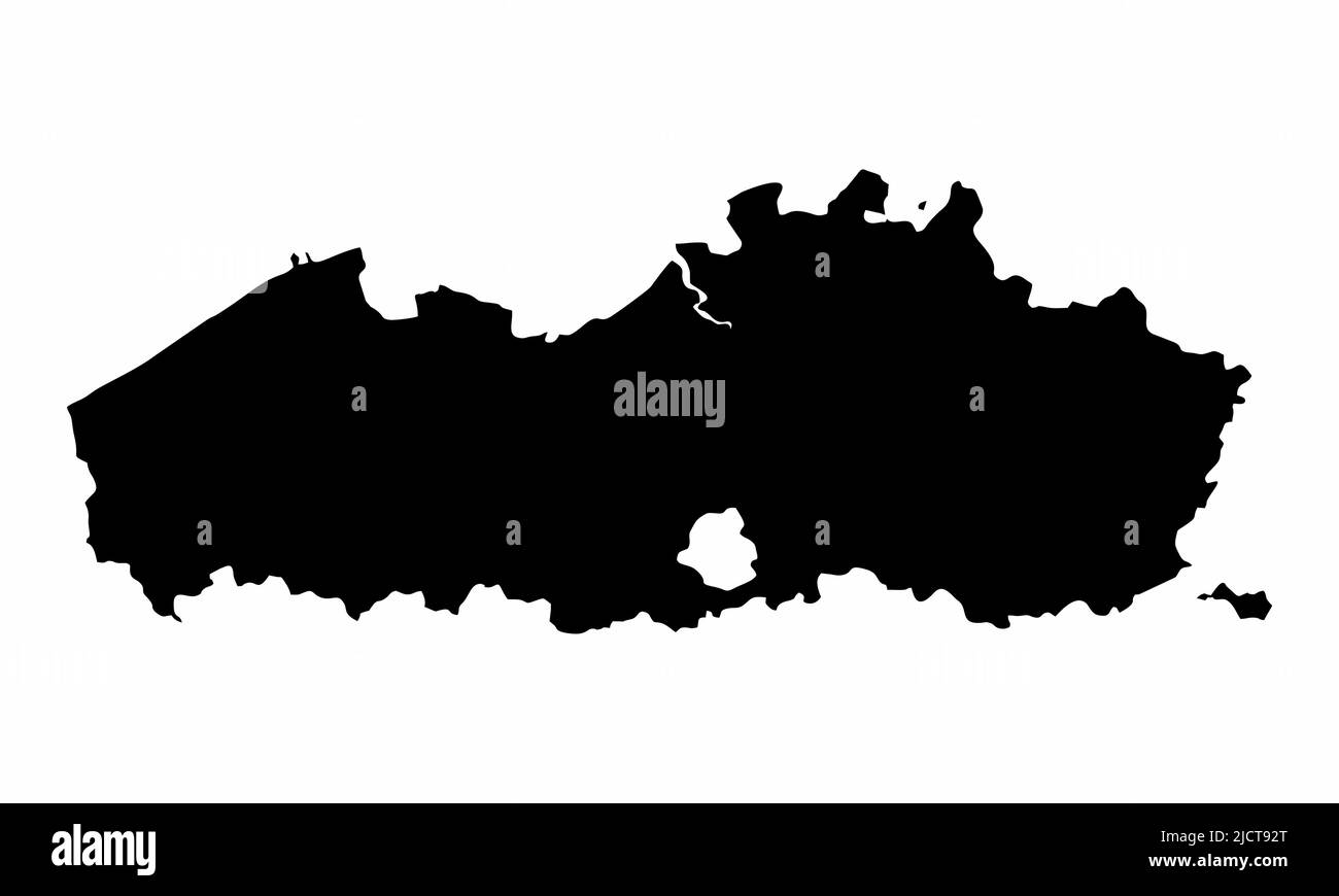 Flandern Region, Silhouettenkarte isoliert auf weißem Hintergrund, Belgien Stock Vektor