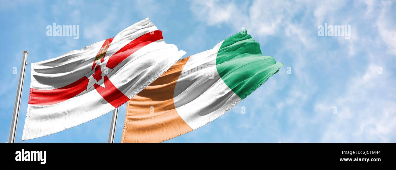 Flagge von irland und Nordirland .Vereinigung irlands Stockfoto